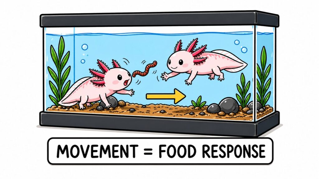 Axolotl feeding instinct showing identical response to prey and other axolotls