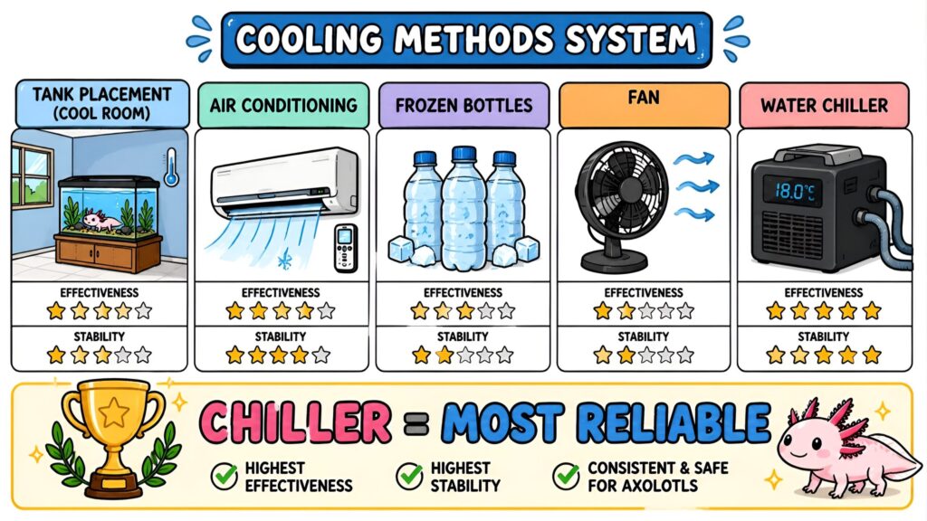 axolotl cooling methods system