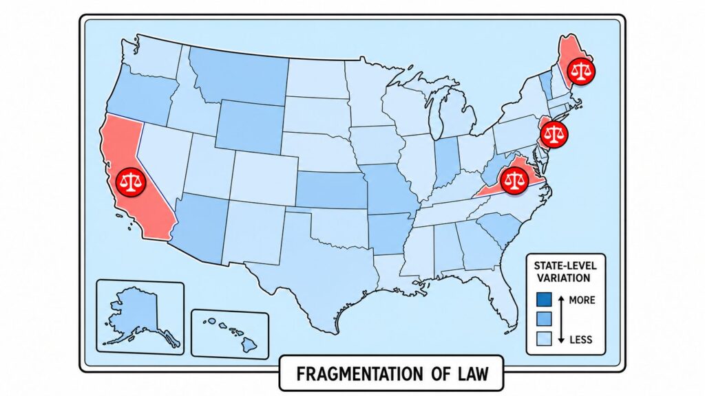 Map of United States showing states where axolotls are illegal or restricted