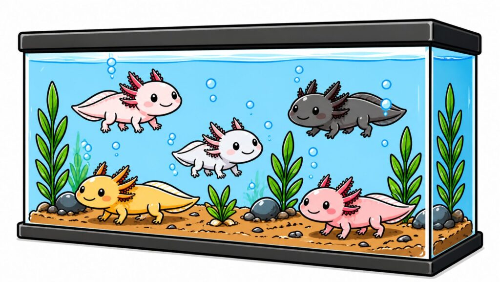 Axolotl mating behavior showing no pair bonding and random reproduction interactions