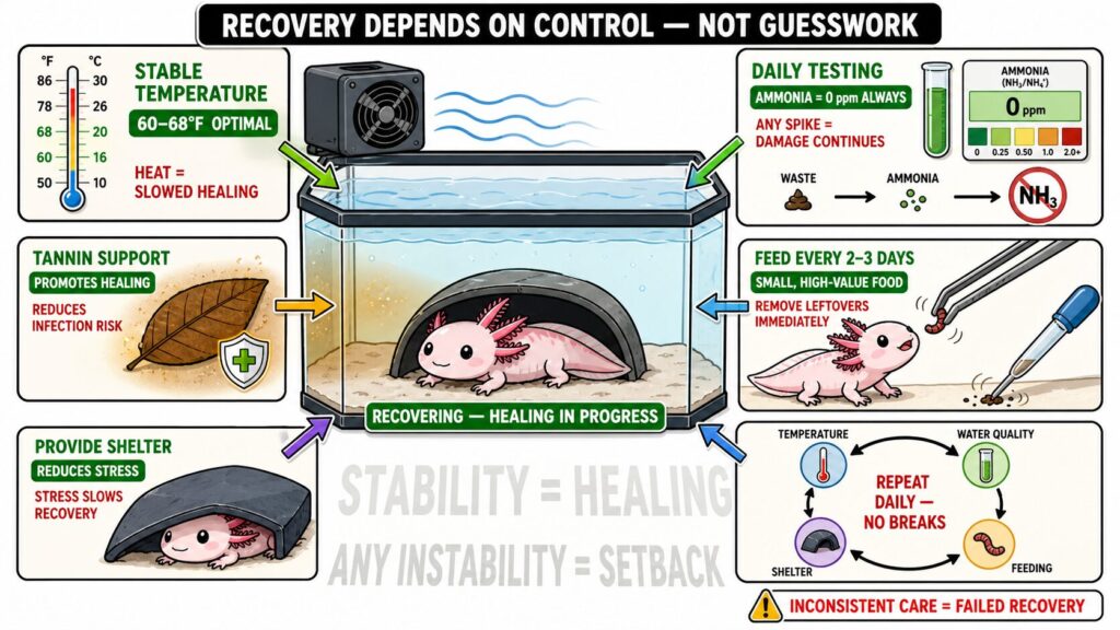 axolotl recovery system after ammonia burn