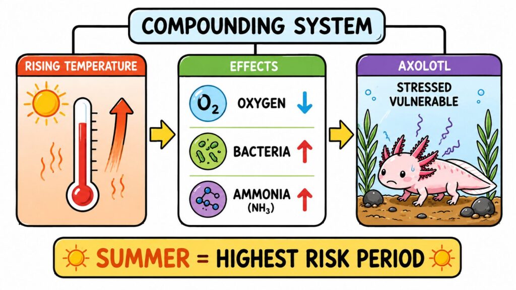 axolotl temperature and water quality