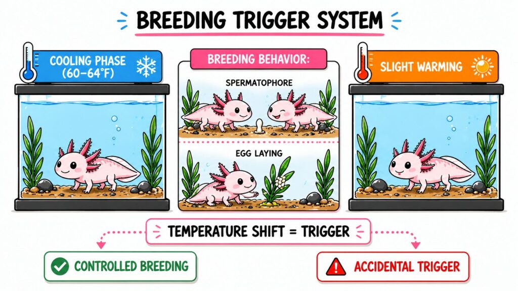 axolotl temperature breeding trigger system
