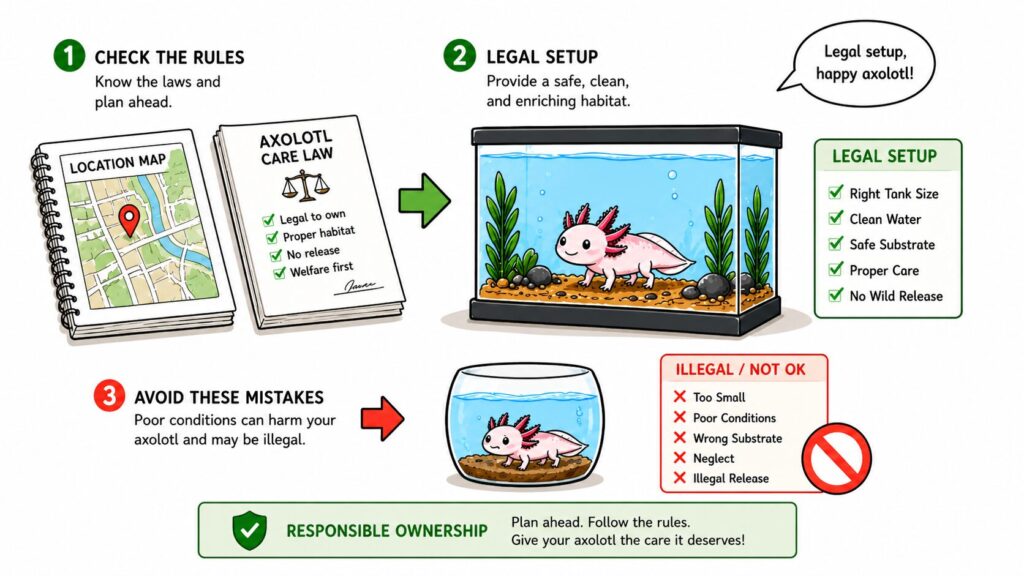 Checking axolotl legality before purchase showing decision process and compliance with local laws